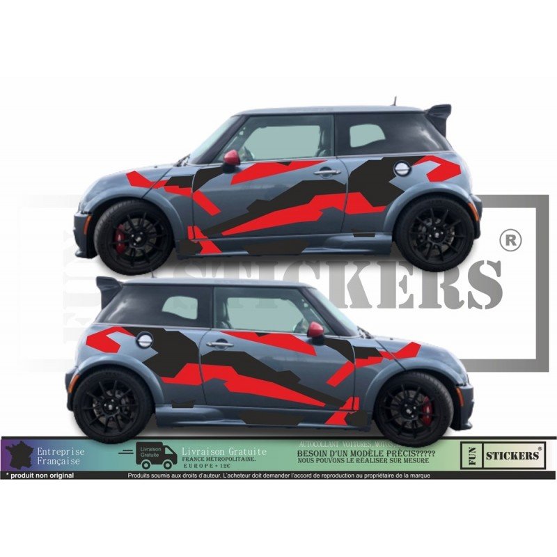 Mini Cooper camouflage gris kit Camo R56 R50 sticker autocollant Fun Stickers