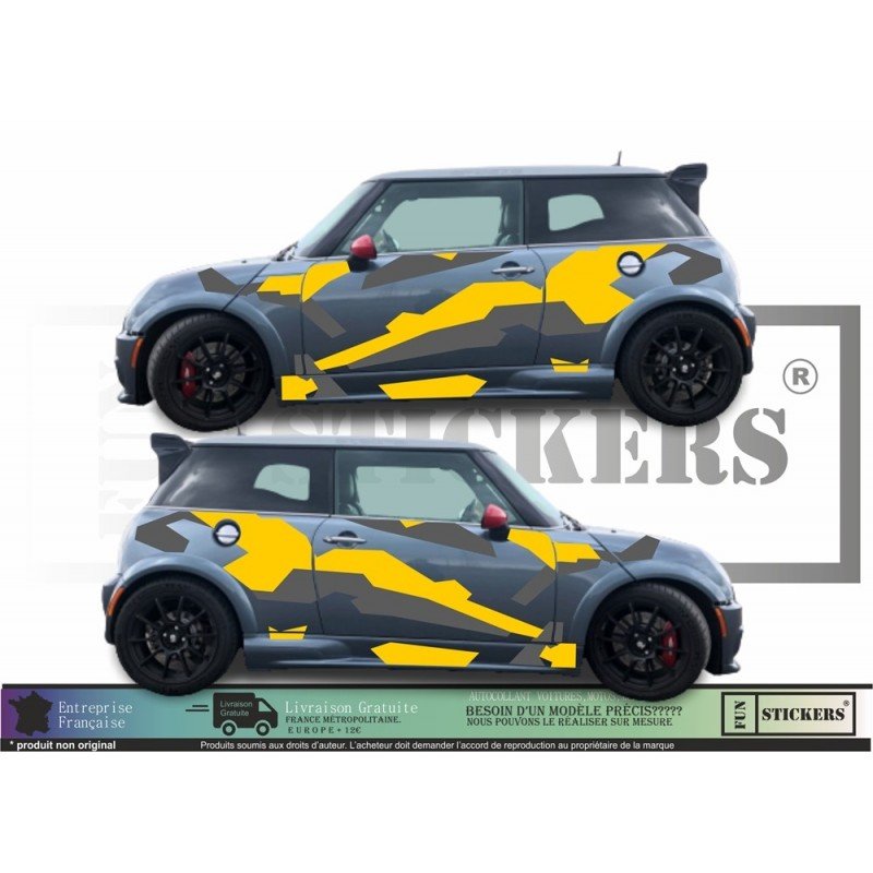 Mini Cooper camouflage beige kit Camo R56 R50 sticker autocollant Fun Stickers