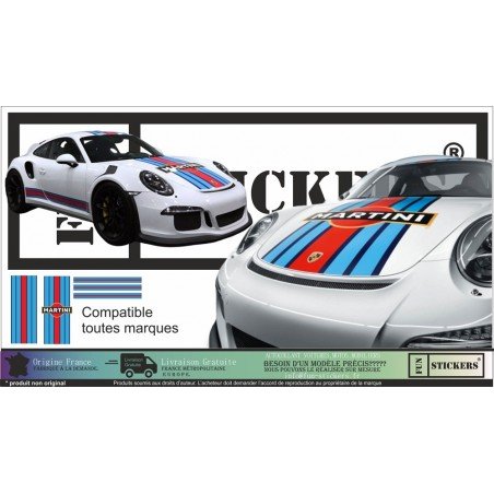 Kit decoration Martini Racing bandes capot toit hayon laterales Fun Stickers