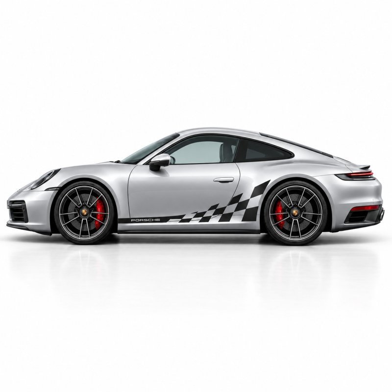 Porsche bandes laterales damiers kit sticker autocollant Fun Stickers