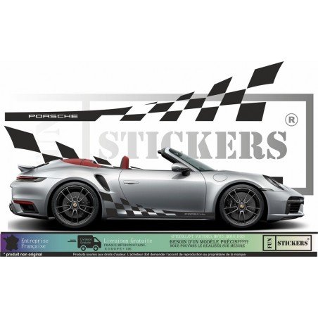Porsche bandes laterales damiers kit sticker autocollant Fun Stickers