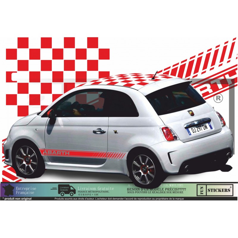 Fiat 500 Bandes toit Abarth kit autocollant sticker décoration
