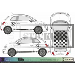 Sticker Kit Logo ABARTH Scorpion Géant – Autocollant Stripping Toit Damier Fiat 500