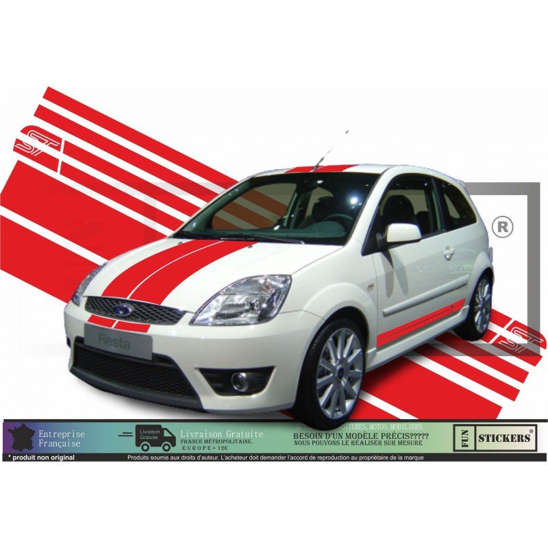 Ford Fiesta ST kit bandes rallye sportives capot decoration Fun Stickers