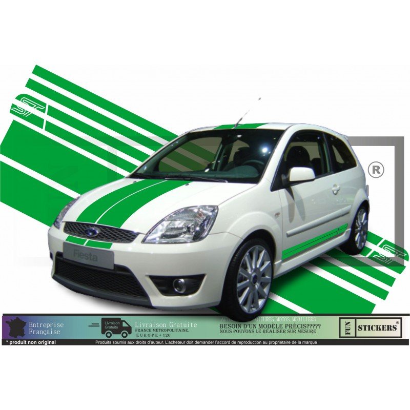 Ford Fiesta ST kit bandes rallye sportives capot decoration Fun Stickers
