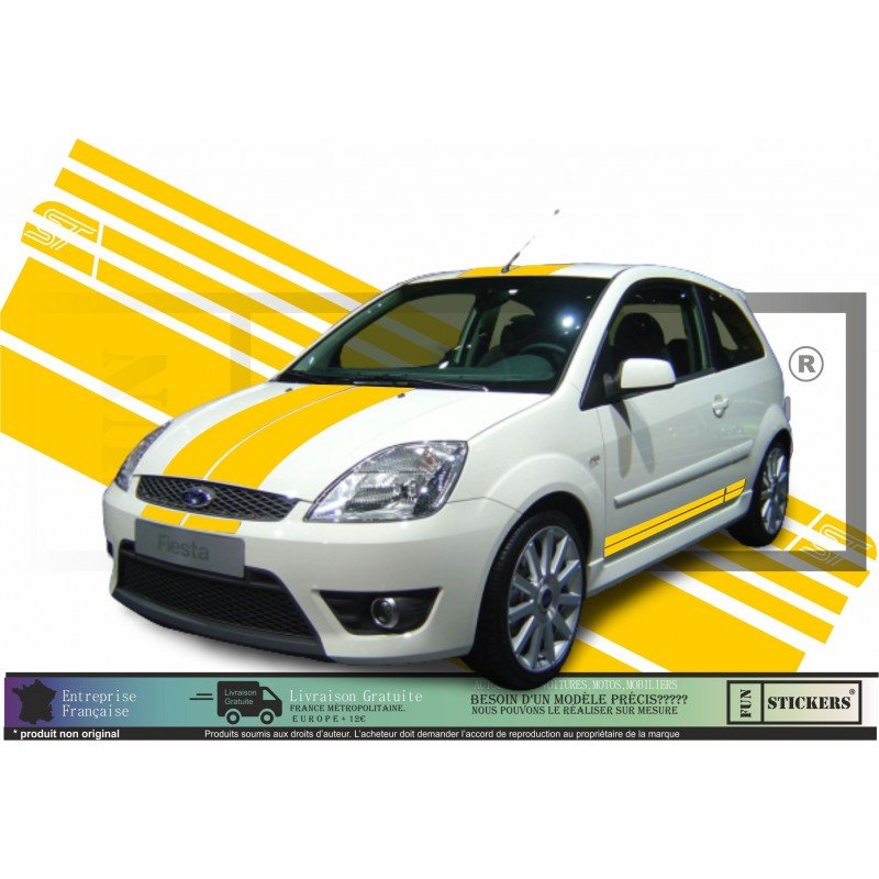 Ford Fiesta ST kit bandes rallye sportives capot decoration Fun Stickers