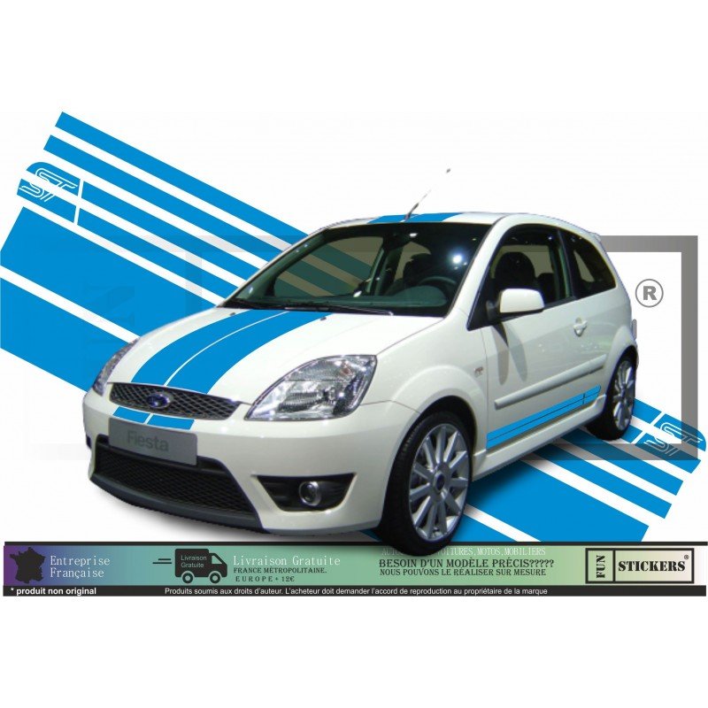 Ford Fiesta ST kit bandes rallye sportives capot decoration Fun Stickers