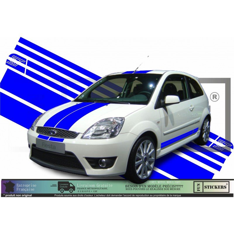 Ford Fiesta ST kit bandes rallye sportives capot decoration Fun Stickers