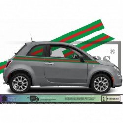Fiat 500 bandes rayees luxe vert rouge kit decoration Fun Stickers