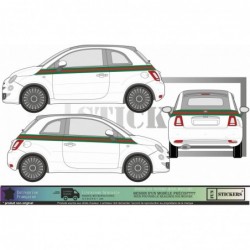 Décoration Voiture Fiat 500 – Bandes Rayées Luxe Vert/Rouge – Pose Facile style gucci