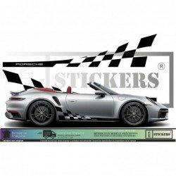 Porsche bandes laterales damiers kit sticker autocollant Fun Stickers