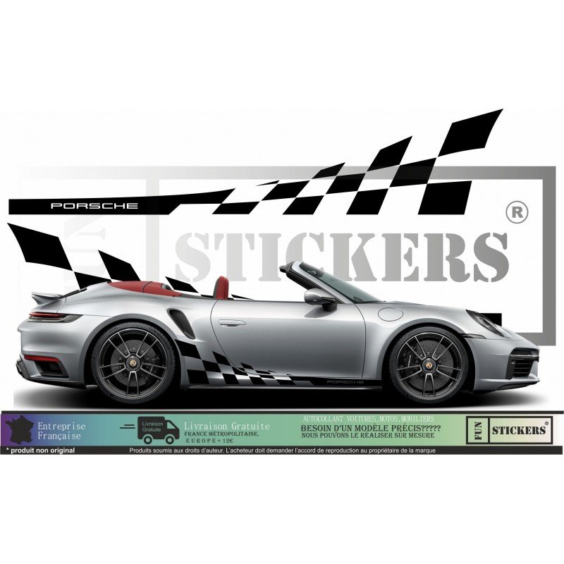 Porsche Side Bands Damiers - Tuning Sticker Sticker Graphic Decals