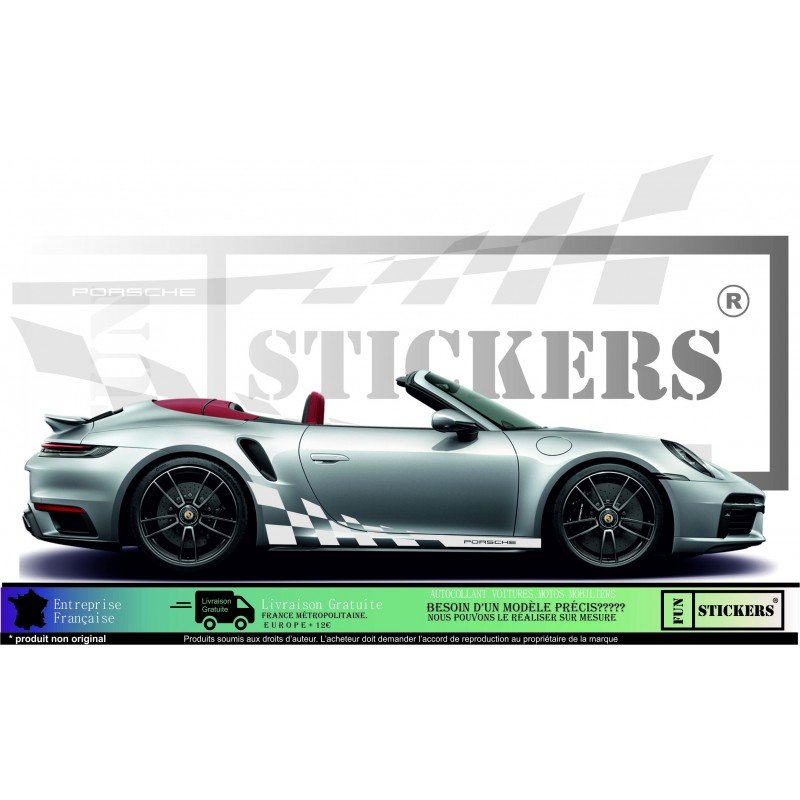 Porsche Side Bands Damiers - Tuning Sticker Sticker Graphic Decals