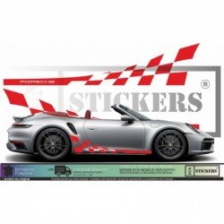 Porsche bandes laterales damiers kit sticker autocollant Fun Stickers