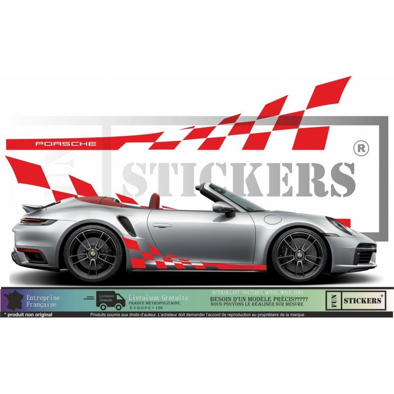 Porsche Side Bands Damiers - Tuning Sticker Sticker Graphic Decals