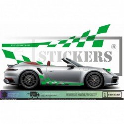 Porsche bandes laterales damiers kit sticker autocollant Fun Stickers