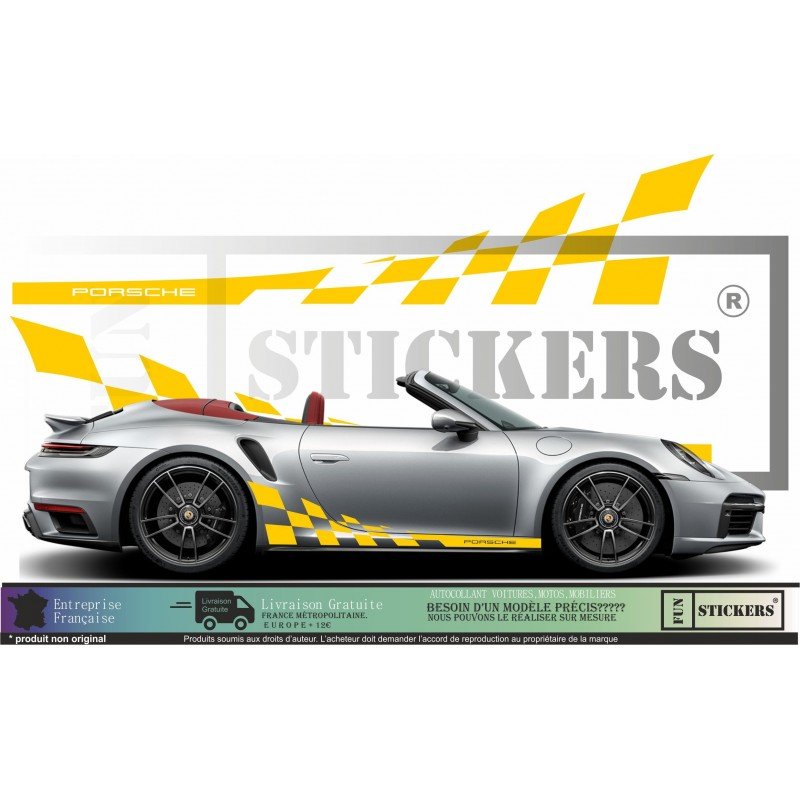 Porsche Side Bands Damiers - Tuning Sticker Sticker Graphic Decals