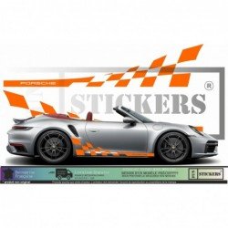 Porsche bandes laterales damiers kit sticker autocollant Fun Stickers