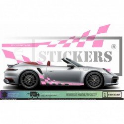 Porsche bandes laterales damiers kit sticker autocollant Fun Stickers