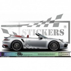 Porsche bandes laterales damiers kit sticker autocollant Fun Stickers