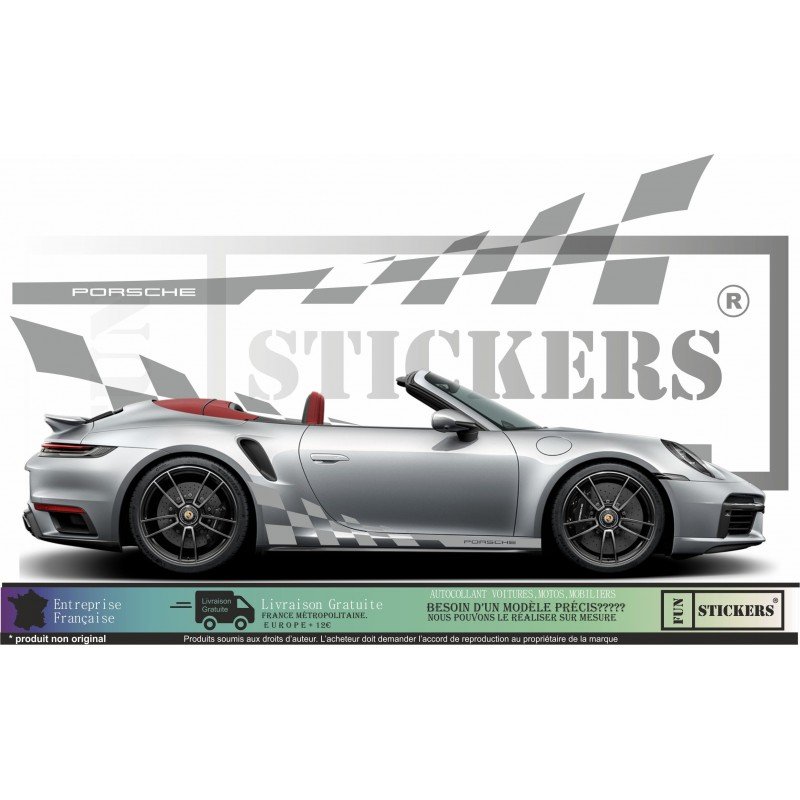 Porsche bandes laterales damiers kit sticker autocollant Fun Stickers