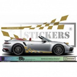 Porsche bandes laterales damiers kit sticker autocollant Fun Stickers
