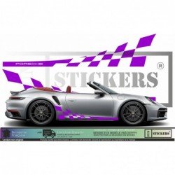 Porsche Side Bands Damiers - Tuning Sticker Sticker Graphic Decals