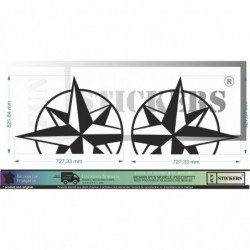 Sticker rose des vents 72cm van VW Transporter camping-car Fun Stickers