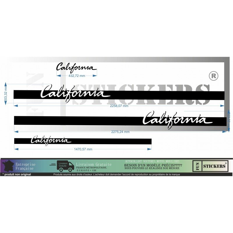 Sticker Bande Latérale “California” – Kit Décoration Van VW Transporter ...