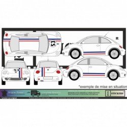 Kit bandes tricolores Choupette numero 53 stickers voiture Fun Stickers