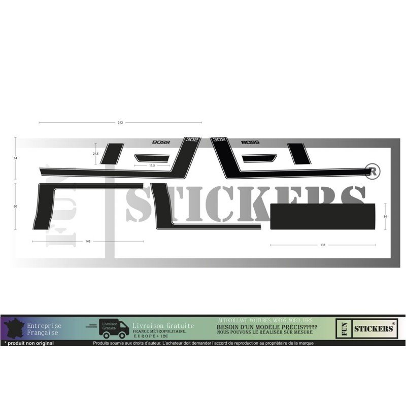 Boss 302 Sticker Kit Complet Autocollants Ford Mustang BOSS 302 | Fun Stickers