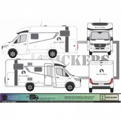 Kit Décor Camping-Car Bavaria – Bandes Latérales + Logo – Adhésif Haute Qualité
