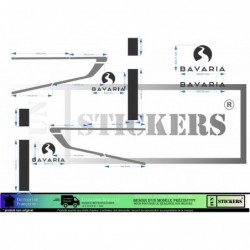 Kit Décor Camping-Car Bavaria – Bandes Latérales + Logo – Adhésif Haute Qualité