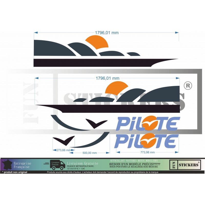 Kit d'autocollants Camper Sticker Pilote nouveau DECAL -  France