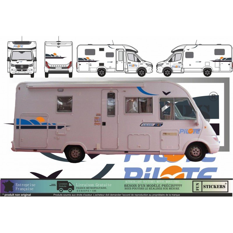 Kit decoration camping-car Pilote Galaxy complet avant lateraux Fun Stickers
