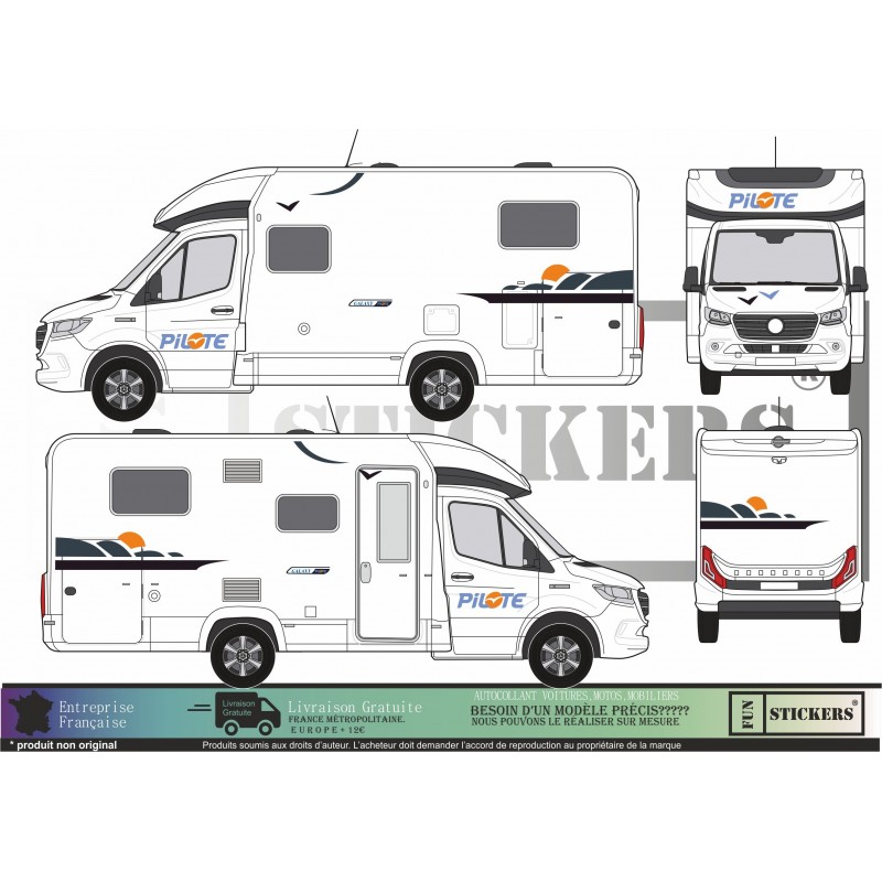 camping car mobile home caravane galaxy pilote Kit autocollant sticker