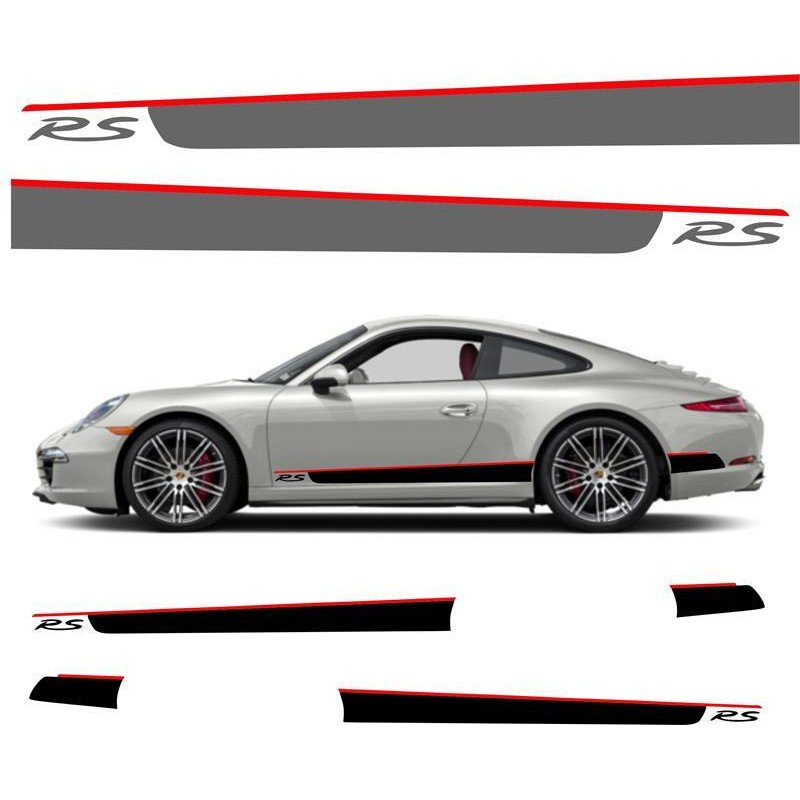 Porsche bandes RS laterales bas de caisse kit complet autocollant Fun Stickers