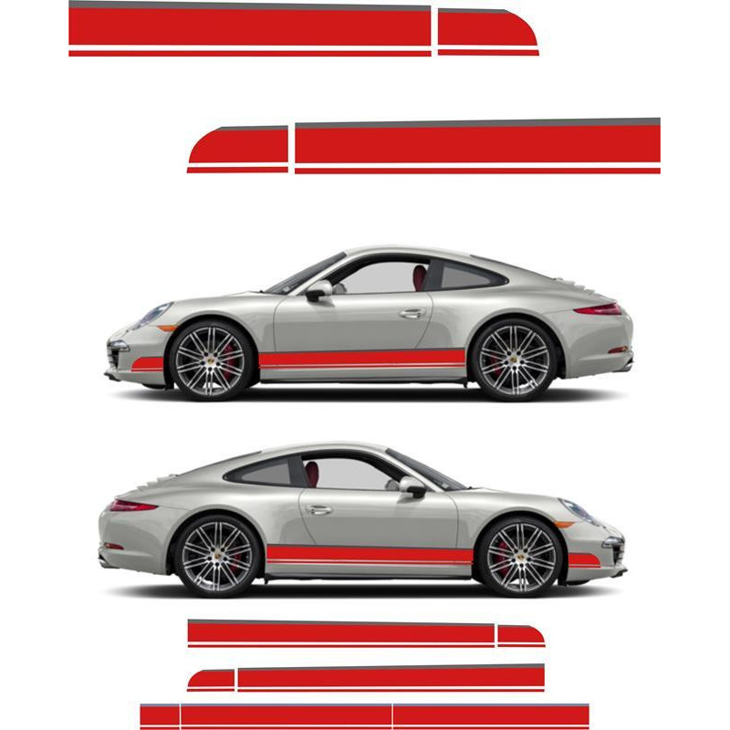Porsche Bandes sport latérales Bas de caisses - Kit Complet - voiture  Sticker Autocollant Graphic Decals