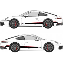 Porsche Bandes RS latérales Bas de caisses  - Kit Complet - voiture Sticker Autocollant Graphic Decals