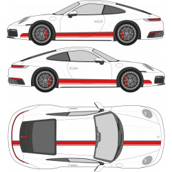 Porsche Bandes sport latérales Bas de caisses  - Kit Complet - voiture Sticker Autocollant Graphic Decals