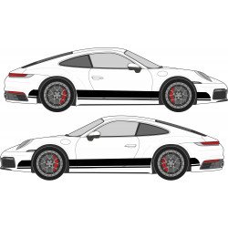 Porsche bandes bas de caisse unicolor kit complet autocollant Fun Stickers