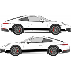 Porsche Bandes bas de caisse unicolor - Kit Complet - voiture Sticker Autocollant Graphic Decals