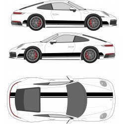 Porsche doubles bandes integrales kit complet autocollant sticker Fun Stickers