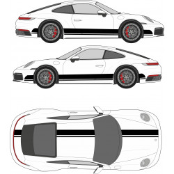 porsche doubles bandes intégrales - Kit Complet - voiture Sticker Autocollant Graphic Decals