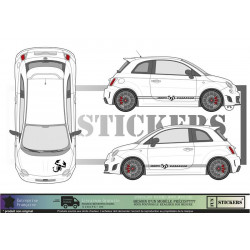 FIAT ABARTH 595 ESSEESSE bas de caisse abarth - NOIR - Kit Complet - Tuning Sticker Autocollant Graphic Decals