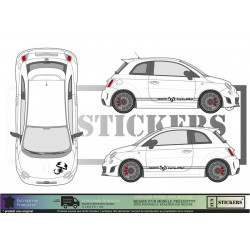 FIAT ABARTH 595 TURISMO bas de caisse - NOIR - Kit Complet - Tuning Sticker Autocollant Graphic Decals