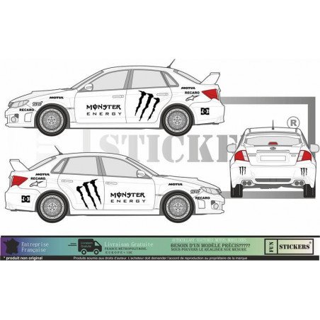 Subaru Impreza WRC rally Monster energy sponsoring autocollants voiture ...