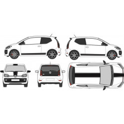 Volkwagen VW Up bandes capot toit hayon latérales -  - Kit Complet - voiture Sticker Autocollant Graphic Decals