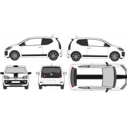 VW Up bandes capot toit hayon laterales kit complet autocollant Fun Stickers