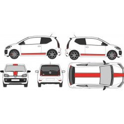VW Up bandes capot toit hayon laterales kit complet autocollant Fun Stickers